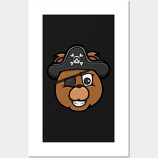 Bear Head Pirate Cartoon Mascot Wall Art by tedykurniawan12